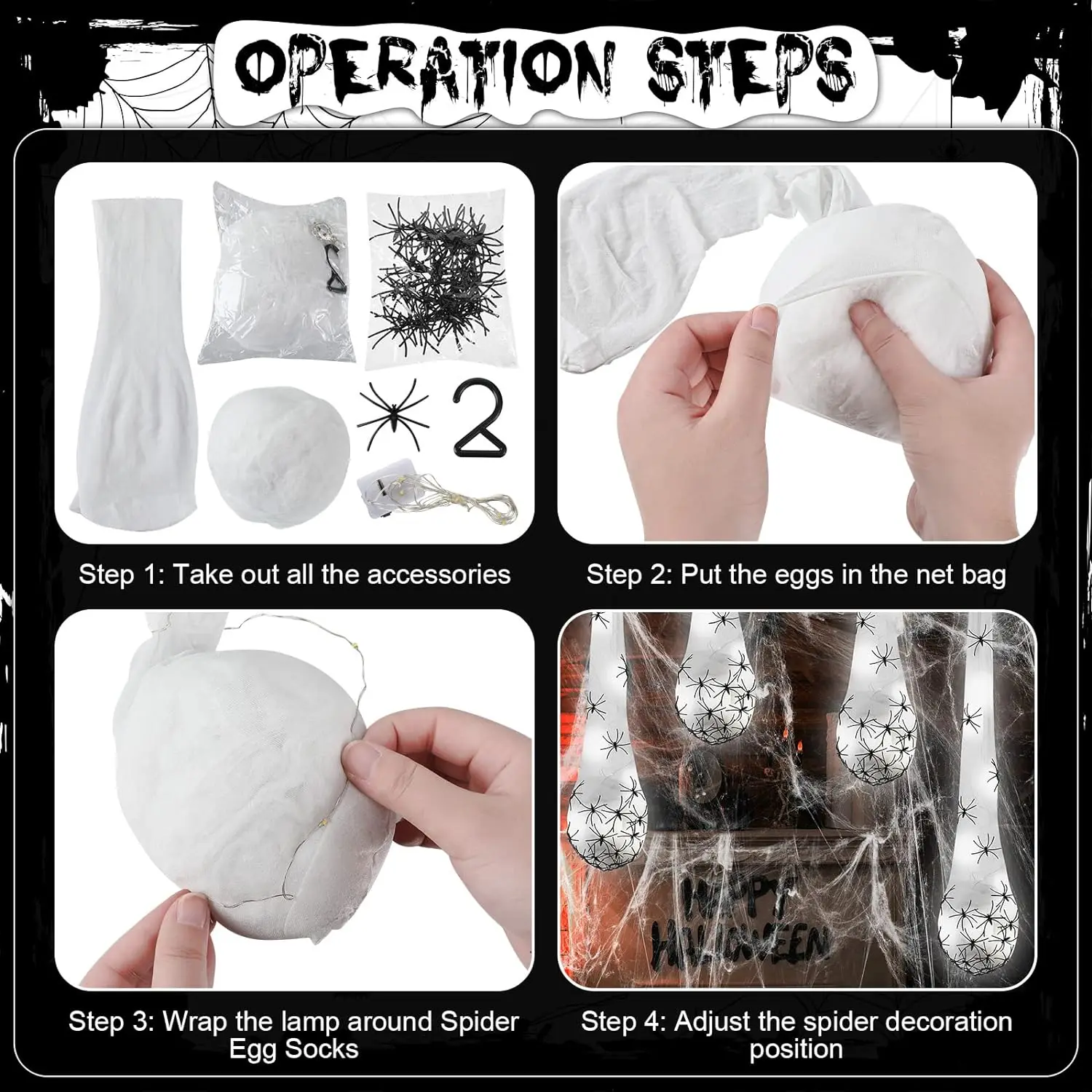 Хэллоуин подвесной паук яйцо мешок с подсветкой реалистичный для помещений и