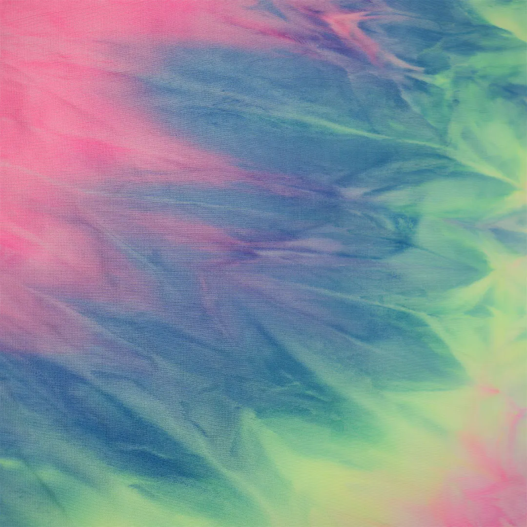 

Fluorescent Yellow Pink Blue Tie-dye Fabric Home Textile Stretch Rib Knit 230g 1M Per Meter Decorative Garment