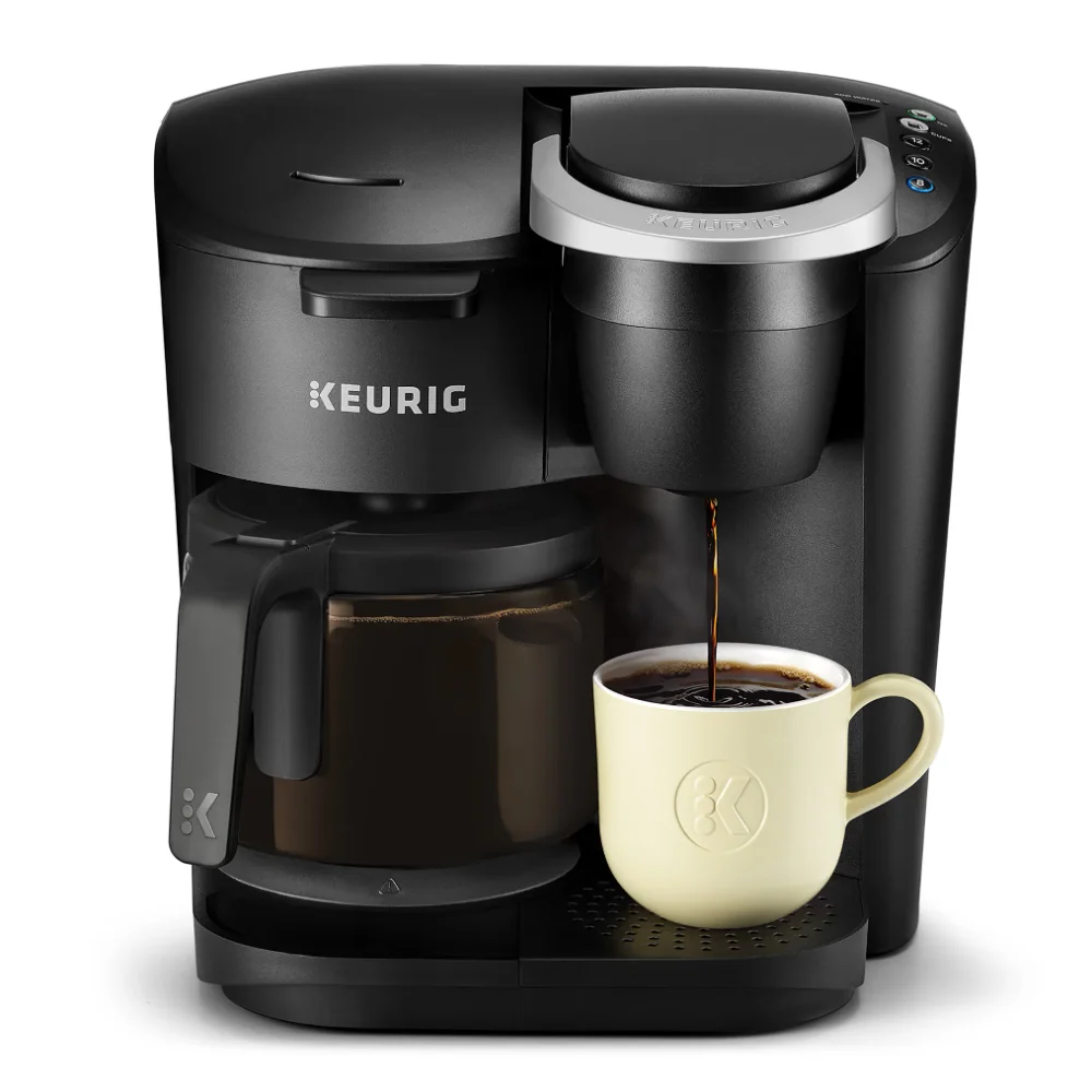

K-Duo Essentials, кофеварка с одной чашкой K-Cup и графин, черная кофеварка