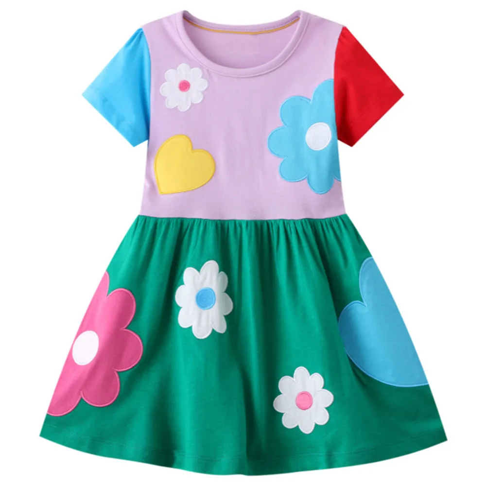 

Платье Nicillie для девочек, детское летнее платье с коротким рукавом, платье на день рождения, Детская Хлопковая одежда, платья с цветочной выш...