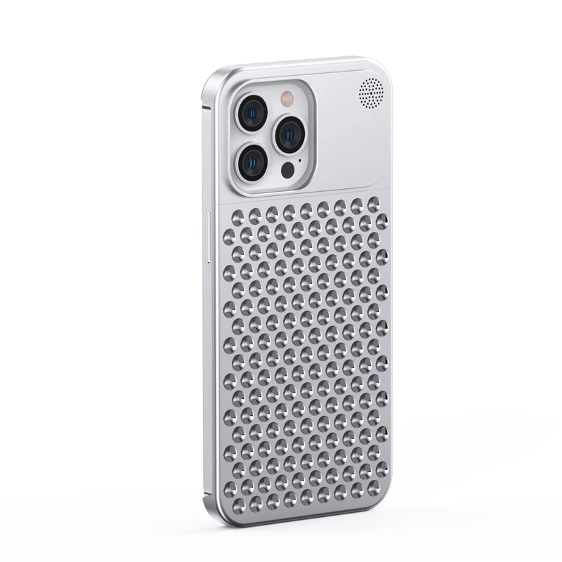 

Metal Cooling Phone Case For iPhone 13 12 14 Pro Max 14 Plus Fragrance Rimless Hollow Aluminum Heat Dissipation Shockproof Cover