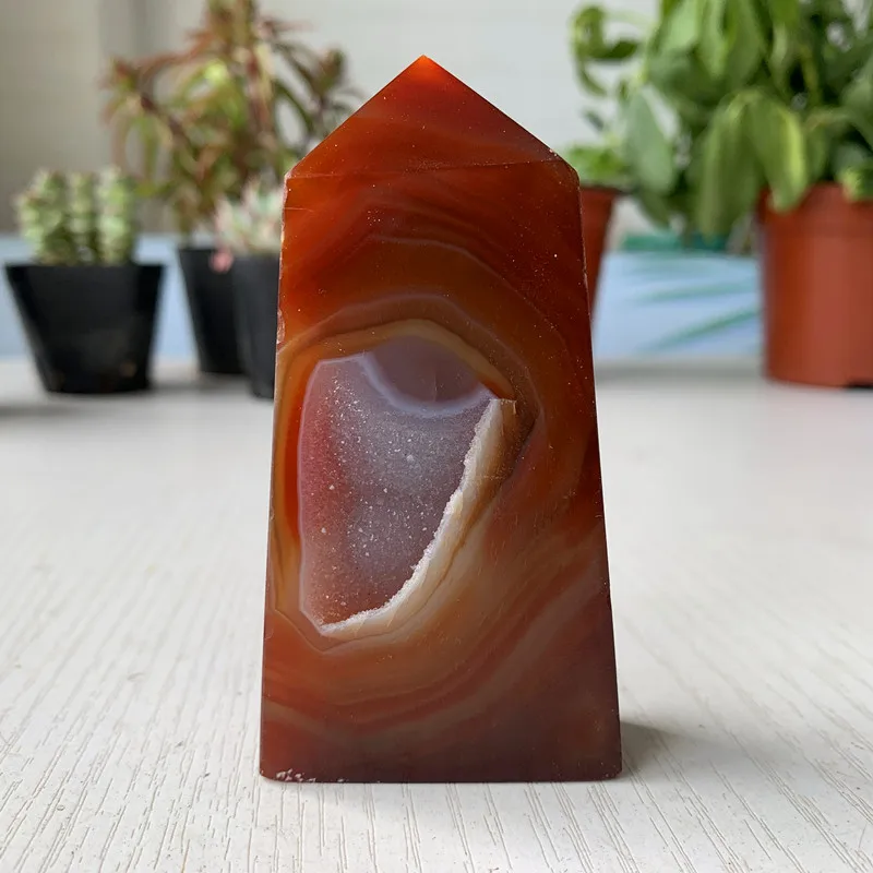 

Natural Stone Red Agate Geode Druzy Crystal Tower Point Home Decor Wand Witchcraft Reiki Meditation Chakra Healing Crystals