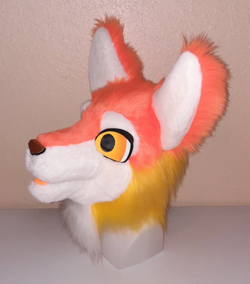 Костюм-маскарад лисы-собаки с меховым мехом, частичной головой и хвостом, для косплея и карнавалов.