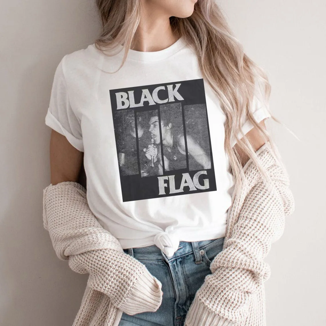 

Женские летние топы Rheaclot с черным флагом, футболка с графическим рисунком, футболка с круглым вырезом