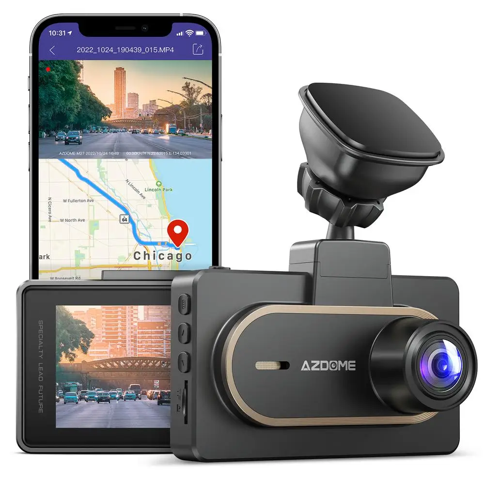 

Видеорегистратор автомобильный Azdome 2k, Wifi, GPS, ночное видение, 1440p, UHD