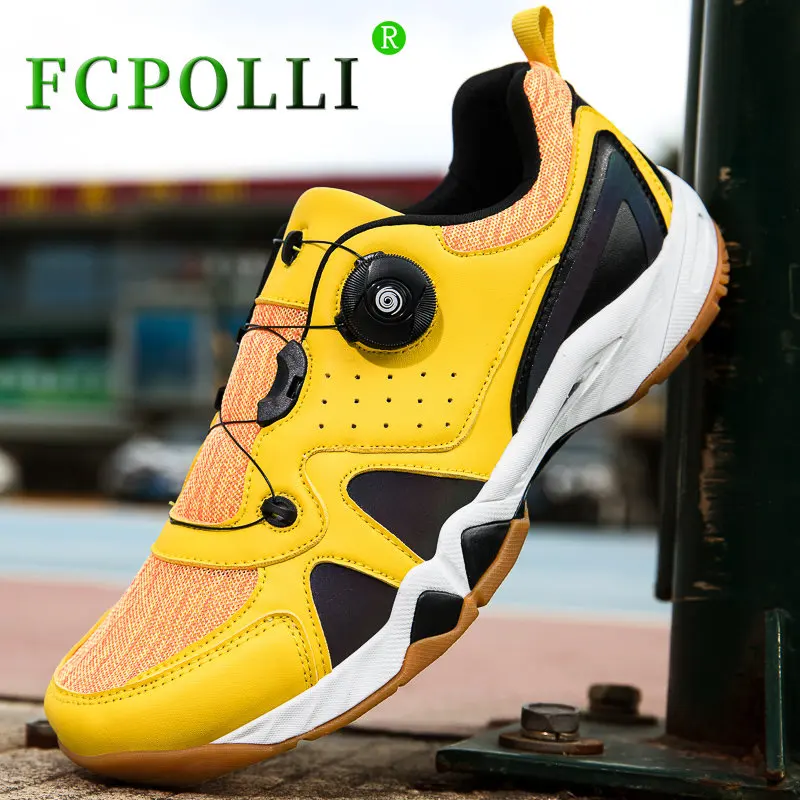 

Fcpolli Badminton Shoes Couples Luxury Brand Sport Shoes Men Designer Quick Lacing Badminton Training Unisex Yellow Tennis Shoe