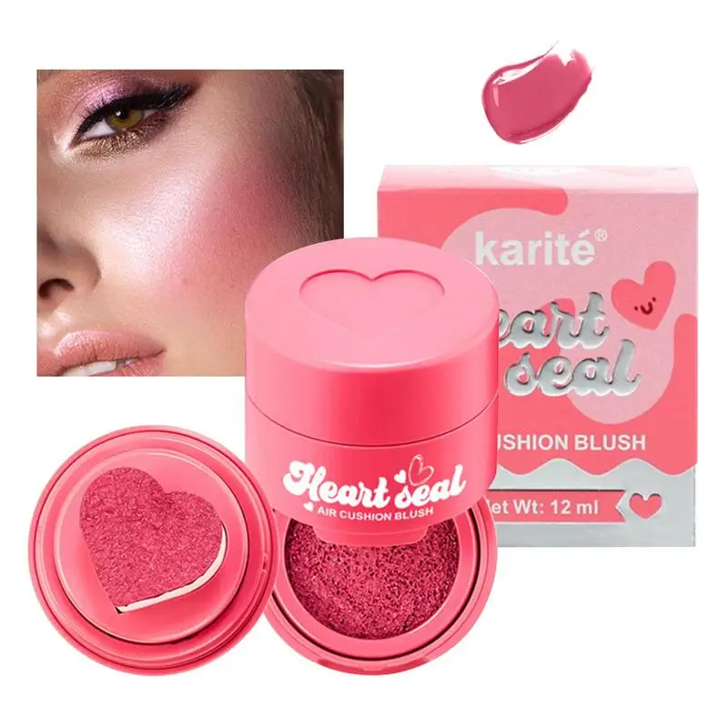 

Жидкие румяна для щек, сгибаемый оттенок, тинт для лица, штамп для щек, подушка, Кремовые румяна, румяна, штамп с аппликатором в форме сердца, 0,4 унции