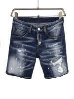 new dsquared2 mens stitching letter print denim shorts fashion slim fitting ink spray stretch five point pants a3855 1