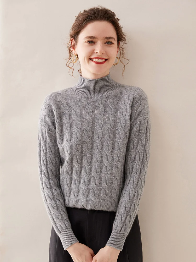 100% кашемировая вязаная одежда женский зимний свитер винтажный стиль базовый