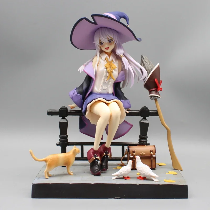 

24cm Wandering Witch Irenee Anime Character Set Model Toy Pvc Statue Kwaii Girl Riding Broom Decorative Ornament Children's Gift