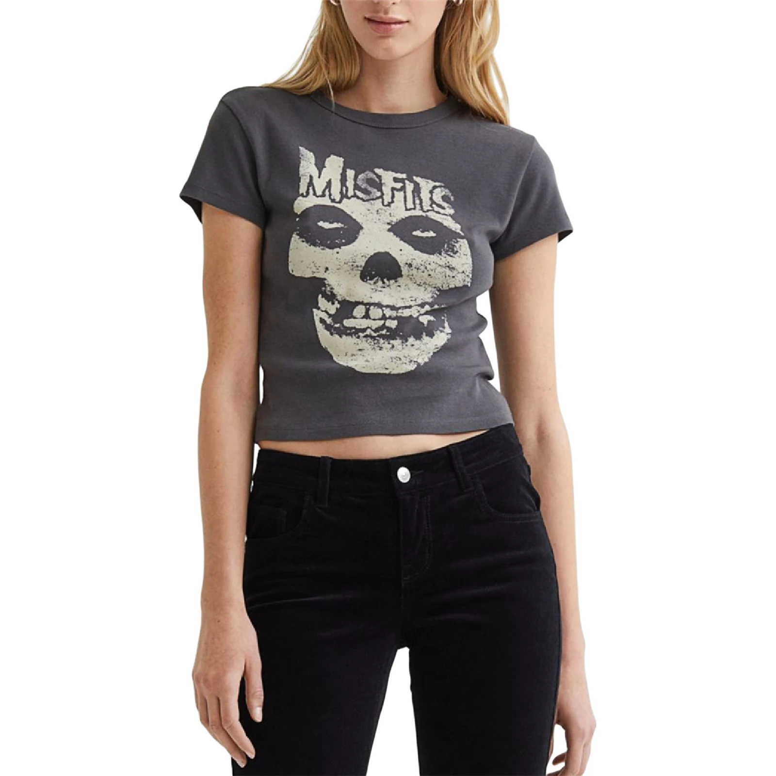 

Женские топы с коротким рукавом, футболка с принтом черепа, винтажная Готическая футболка с круглым вырезом, летняя одежда