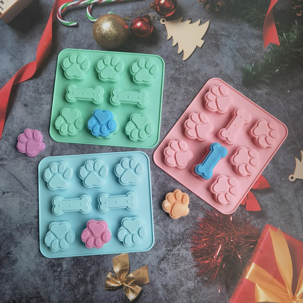 

Dog Cat Claw Bone Mold Pet Chew Toy Jelly Soap Cake Mold Baking Tool Dog Cat Footprint Paw Shapes Cake Molds Silicone Mold