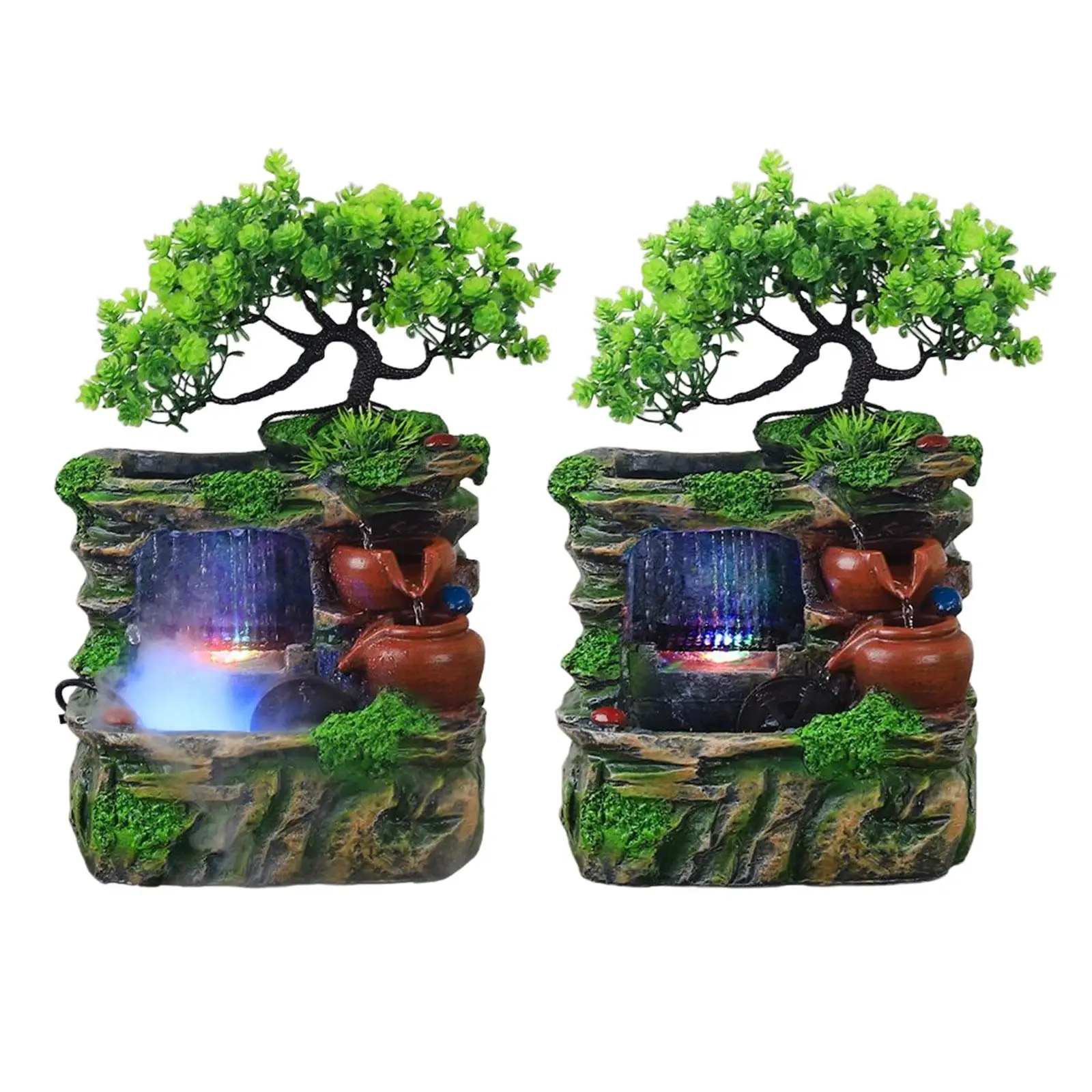 

Tabletop Water Fountain Housewarming Gift Rockery Waterfall Ornament for Meditation Desktop
