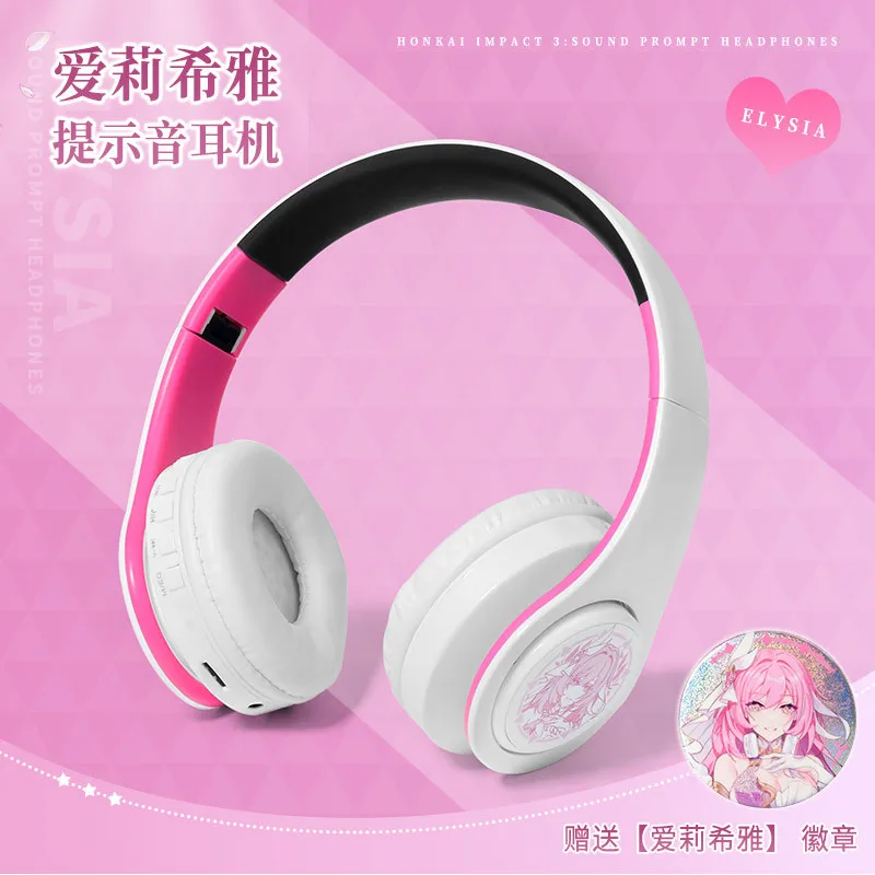 

Модная Беспроводная Bluetooth-гарнитура с мотивом аниме Honkai Impact 3 Elysia, удобная складная игровая гарнитура для косплея, подарок для фанатов
