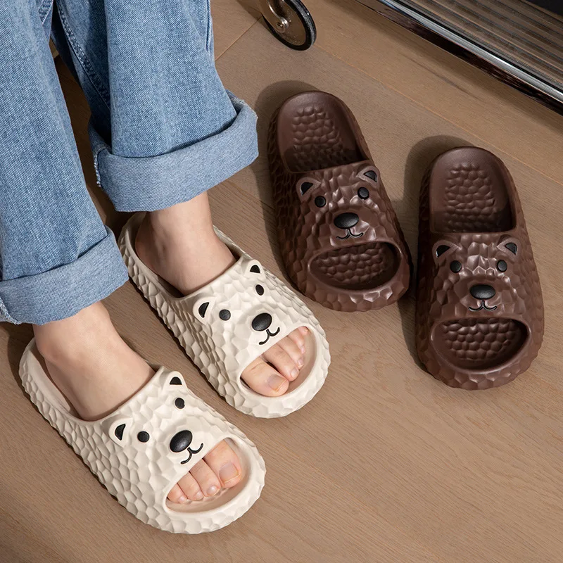New Cute Bear Family Slipper for Womens Spring Summer Home Slippers Indoor Antiskid Sandals Soft Soles Breathable Shoes Slides