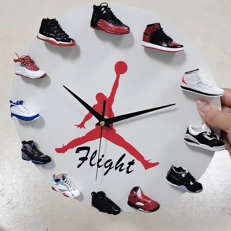 

12 Inch Basketball Shoes Model Wall Clock Creative 3D Sports Shoes DIY Clock