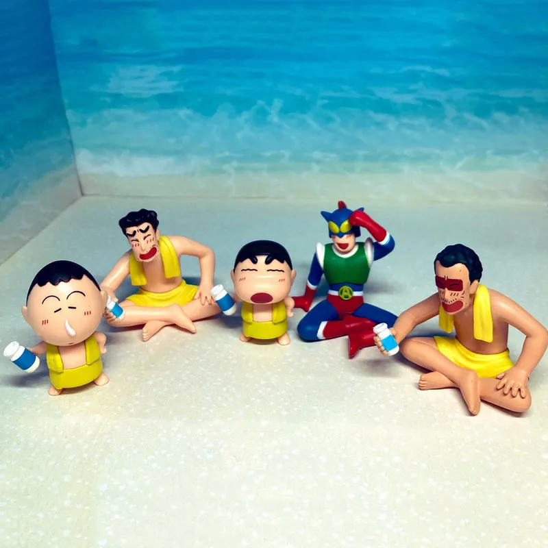 Фото Коллекционная фигурка Bandai Crayon Shin-Chan после купания: Хироши Бу, Маска, Принцесса Энчо, 5 см, ПВХ, декор для стола, в наличии №1