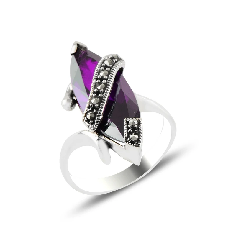 

Серебряное 925 пробы Marcasite & циркониевое кольцо с кристаллом
