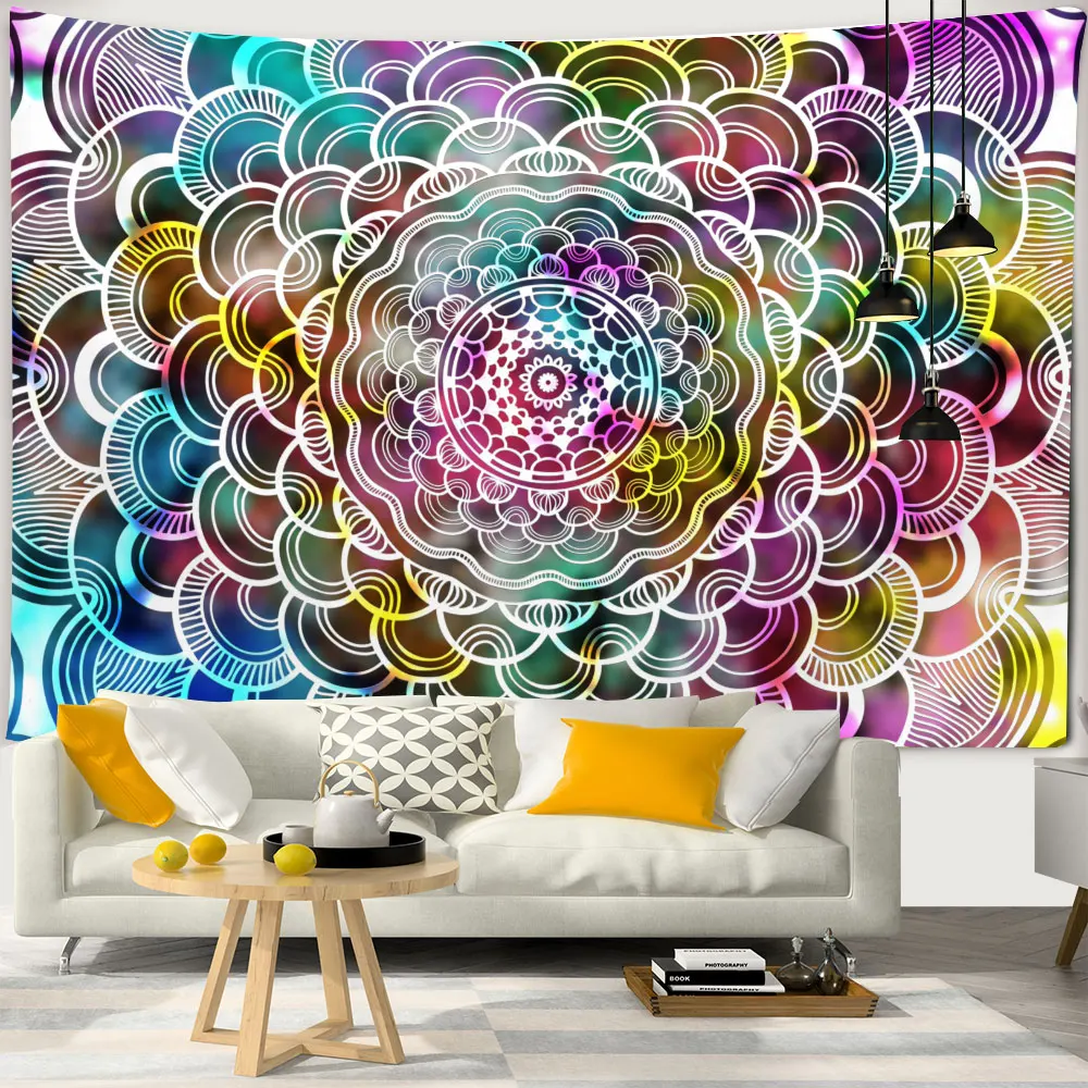 

Гобелен с мандалой, расписанный водой, настенный, в стиле «Триппи», в богемном стиле, в стиле бохо, художественный настенный Декор для дома, для спальни, гостиной