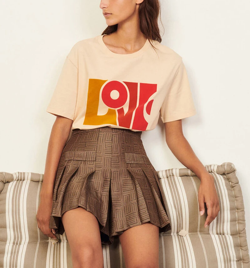 

2022 Summer New Street Versatile Top Letter Printed Cotton O-Neck casual Loose Short Sleeve Women's T-Shirt