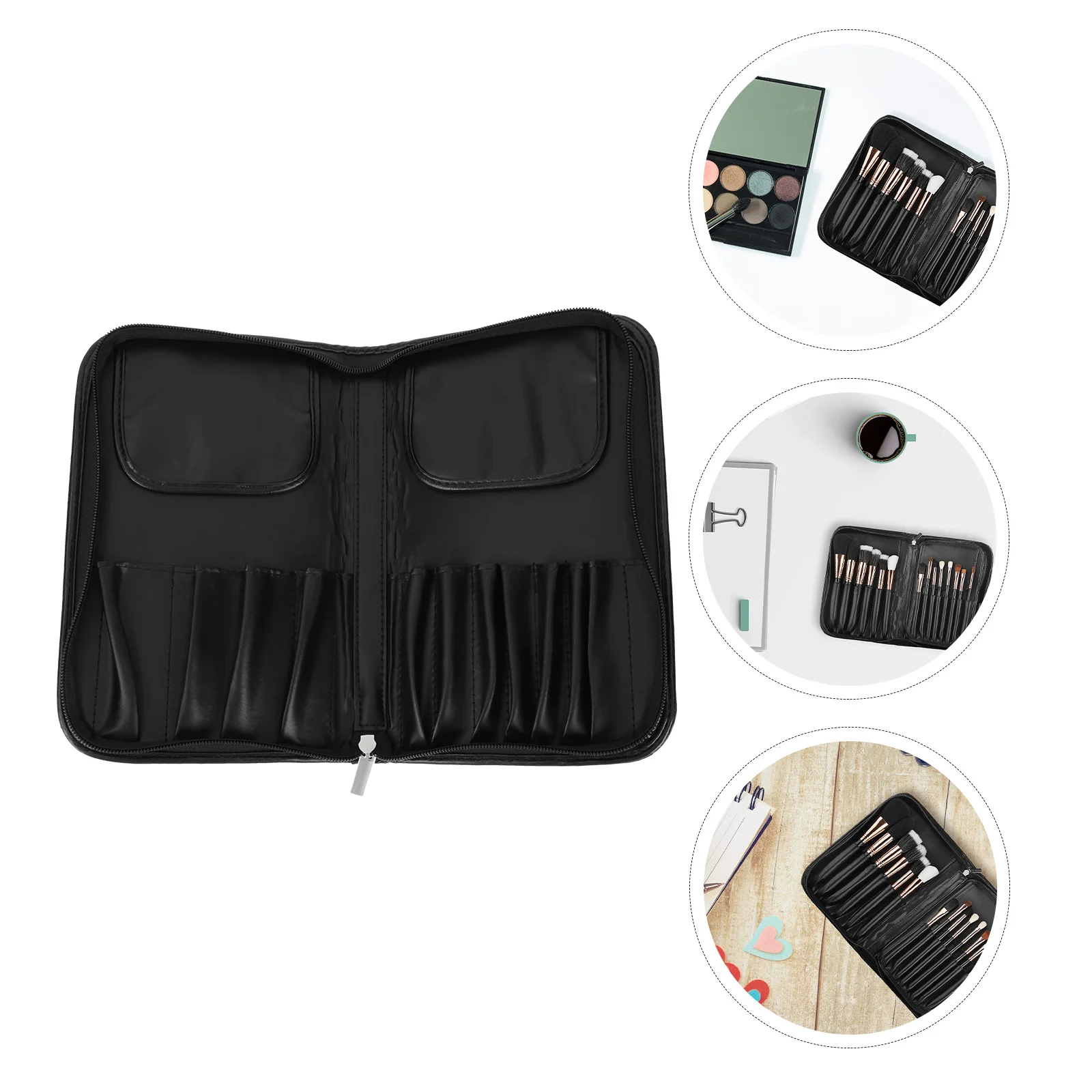 Makeup Brush Bag Foldable Storage Box Brush Pouch Small Makeup Box Artist Brush Bag Pu Makeup Brush Organizer Bag Travel