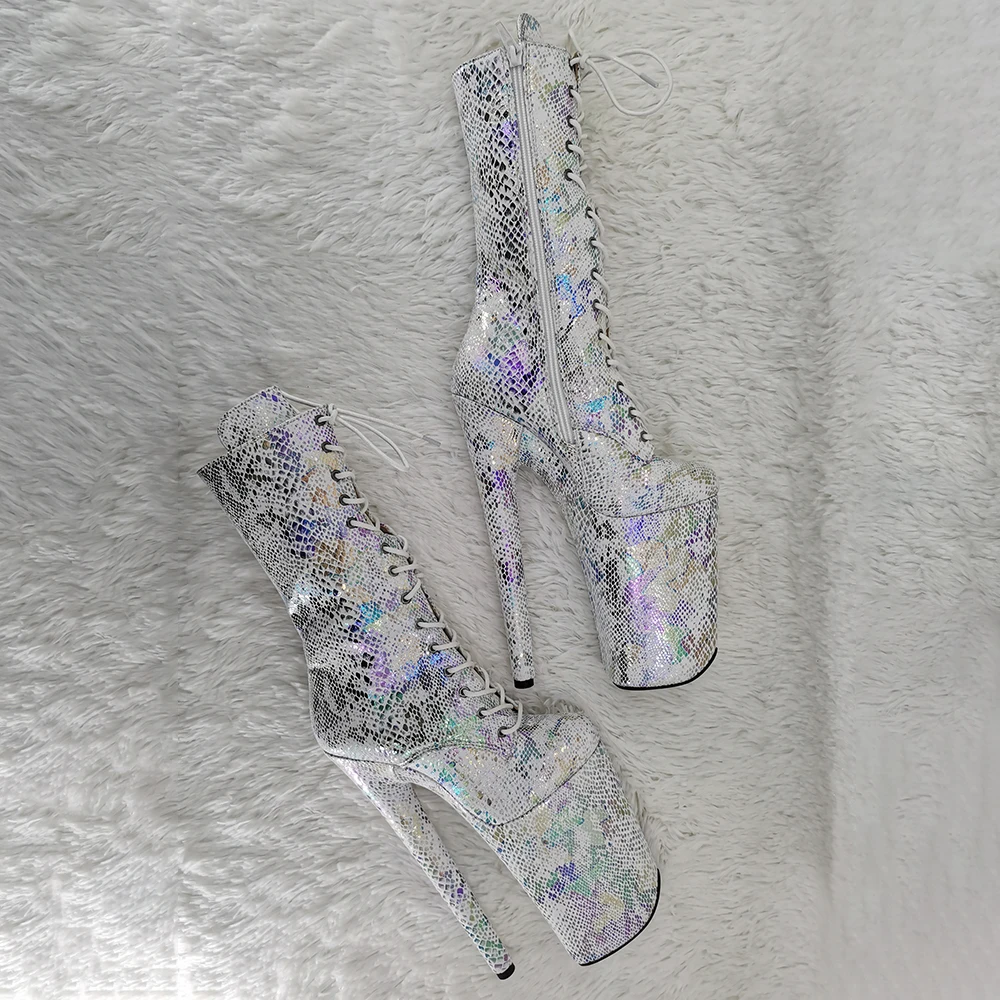 Leecabe  23CM/9inches glitter upper sexy exotic dance shoes for lady High Heel platform Boots Pole Dance boots