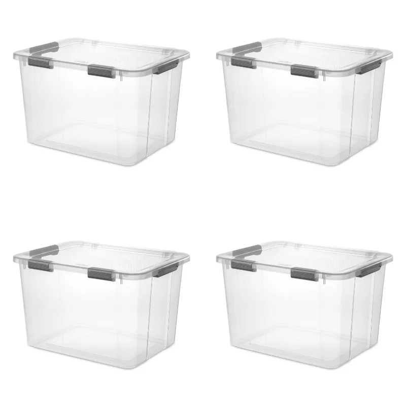 

Sterilite 80 Qt. HingeLID Storage Box Plastic, Flat Gray, Set of 4storage storage boxes storage box