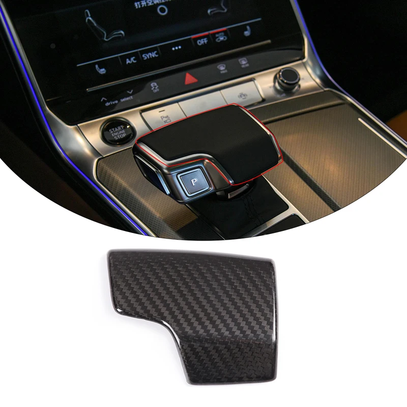 

For Audi A6 A7 A8 Q7 Q8 2019-2022 Real Carbon Fiber Interior Car Center Console Gear Shift Head Cover Trim Car Accessories