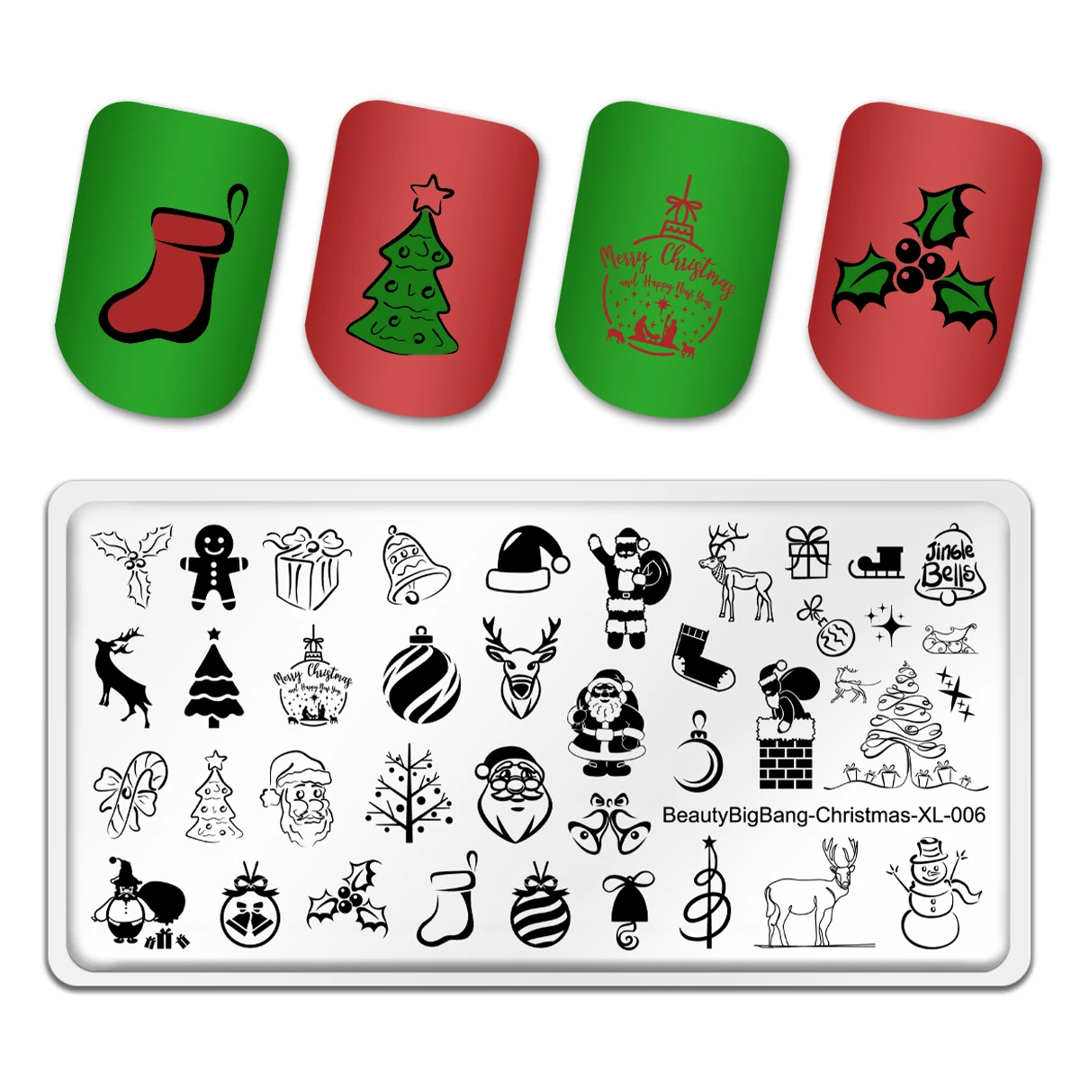 

BeautyBigBang Nail Art Stamping Plates Christmas Santa Claus Snowman Christmas Tree Elk Nail Art Stamping Template Manicure Rabe