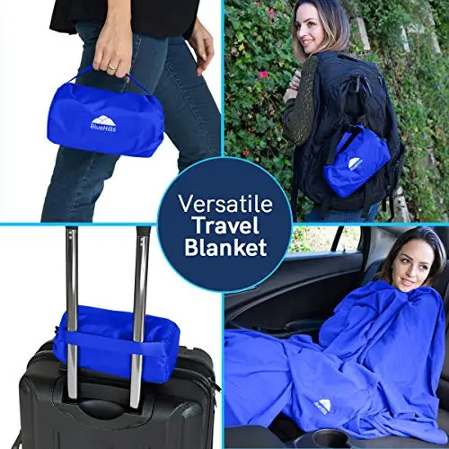 

Compact Airplane Travel Blanket 2 Pack – Royal Blue Blanket For Sofa Bed Cover Fluffy Soft