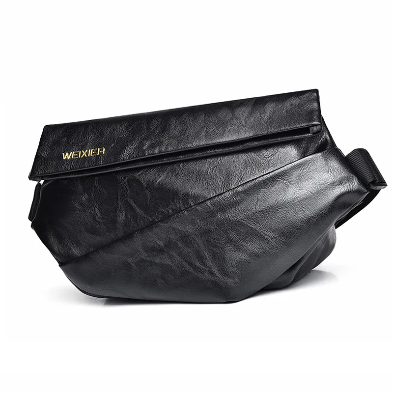 New Vintage Men's Leather Chest Bag Trendy Cycling Crossbody Bag Large Capacity Shoulder Messenger Bag Sports Male Sling Bag