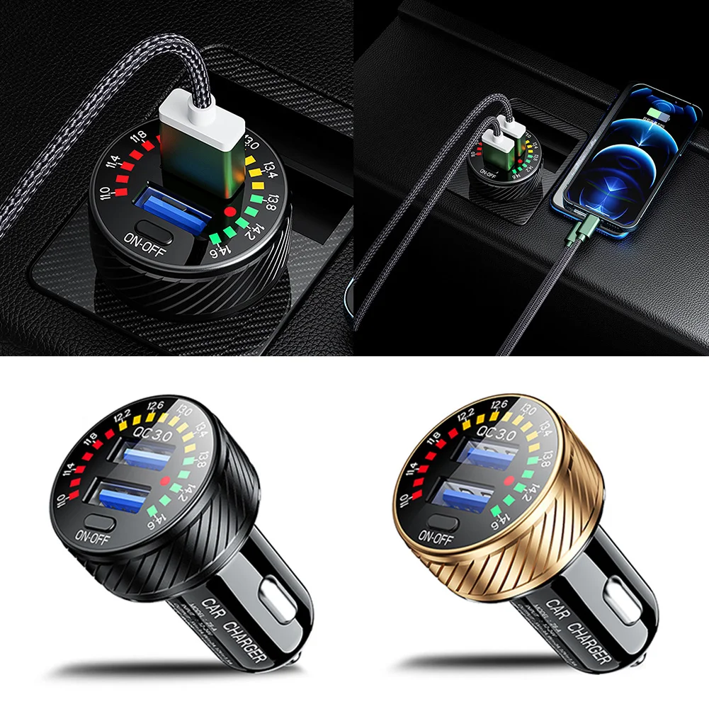 

Автомобильное зарядное устройство QC 3,0 с двумя USB-портами, 12 В, 24 В, водонепроницаемое зарядное устройство 18 Вт для быстрой зарядки, светодиодный вольтметр, переключатель вкл./выкл., адаптер для автомобильного зарядного устройства