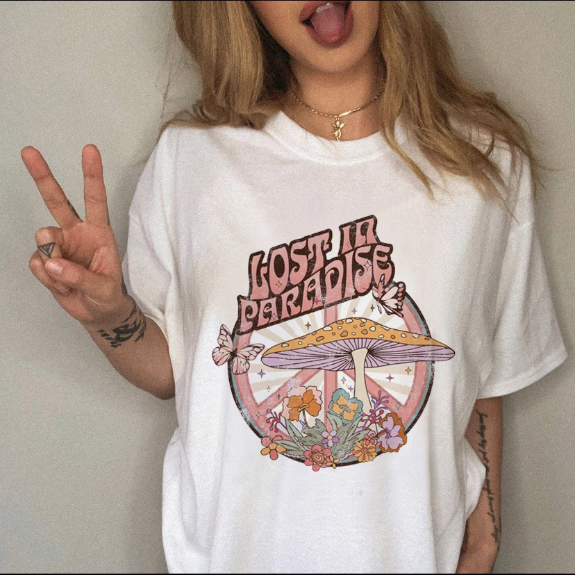 

Футболка женская с принтом гриброн, Повседневная модная рубашка с коротким рукавом, топ с графическим принтом в ретро стиле, весна-лето