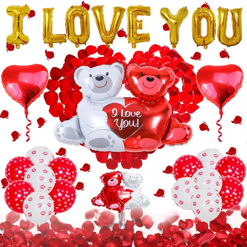 

Набор для украшения воздушных шаров на День святого Валентина-я тебя люблю, красное сердце, латексный шар в форме красного сердца, товары дл...