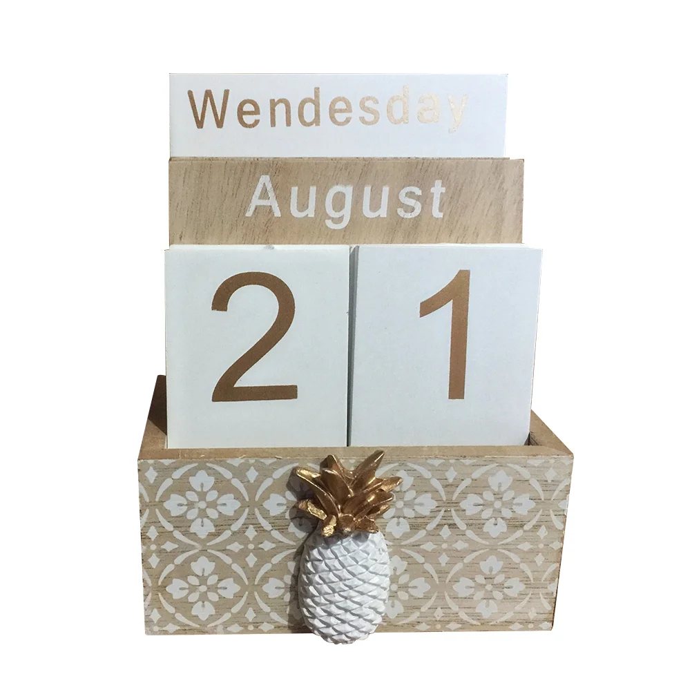 

Calendar Wooden Desk Block Perpetual Wood Date Crafts Home Desktop Decor Display Vintage Reusable Office Rustic Calendars Month