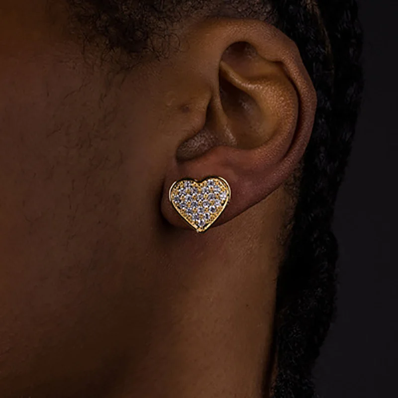 Хип-хоп пирсинг рэпер ледяные шипованные необычные серьги для мужчин золотой