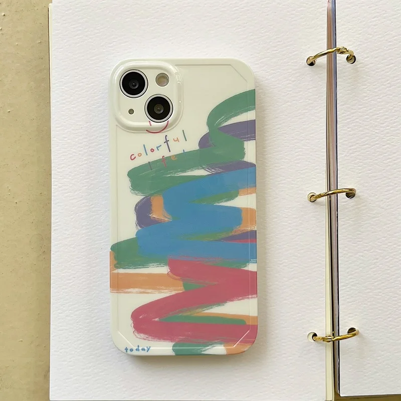 

Чехол для телефона с рисунком граффити для IPhone 14Pro Max 13Plus 12 X XR/XS INS Стиль ТПУ цветной противоударный чехол с защитой от отпечатков пальцев