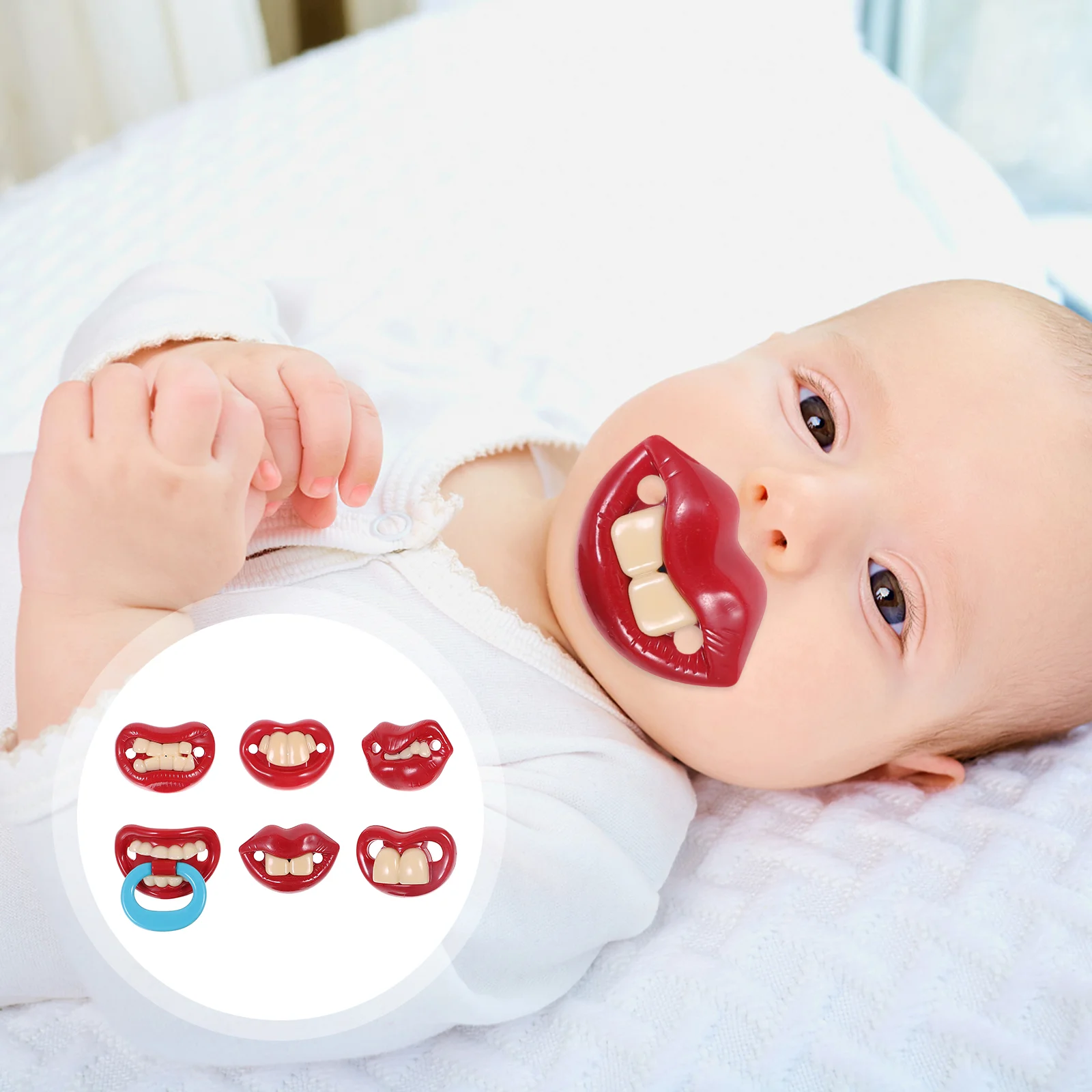 

6 Pcs Newborn Adorable Baby Pacifier Pacifier Teeth Pacifier Funny Teeth Pacifier Baby Teeth Pacifier for Newborn Infant