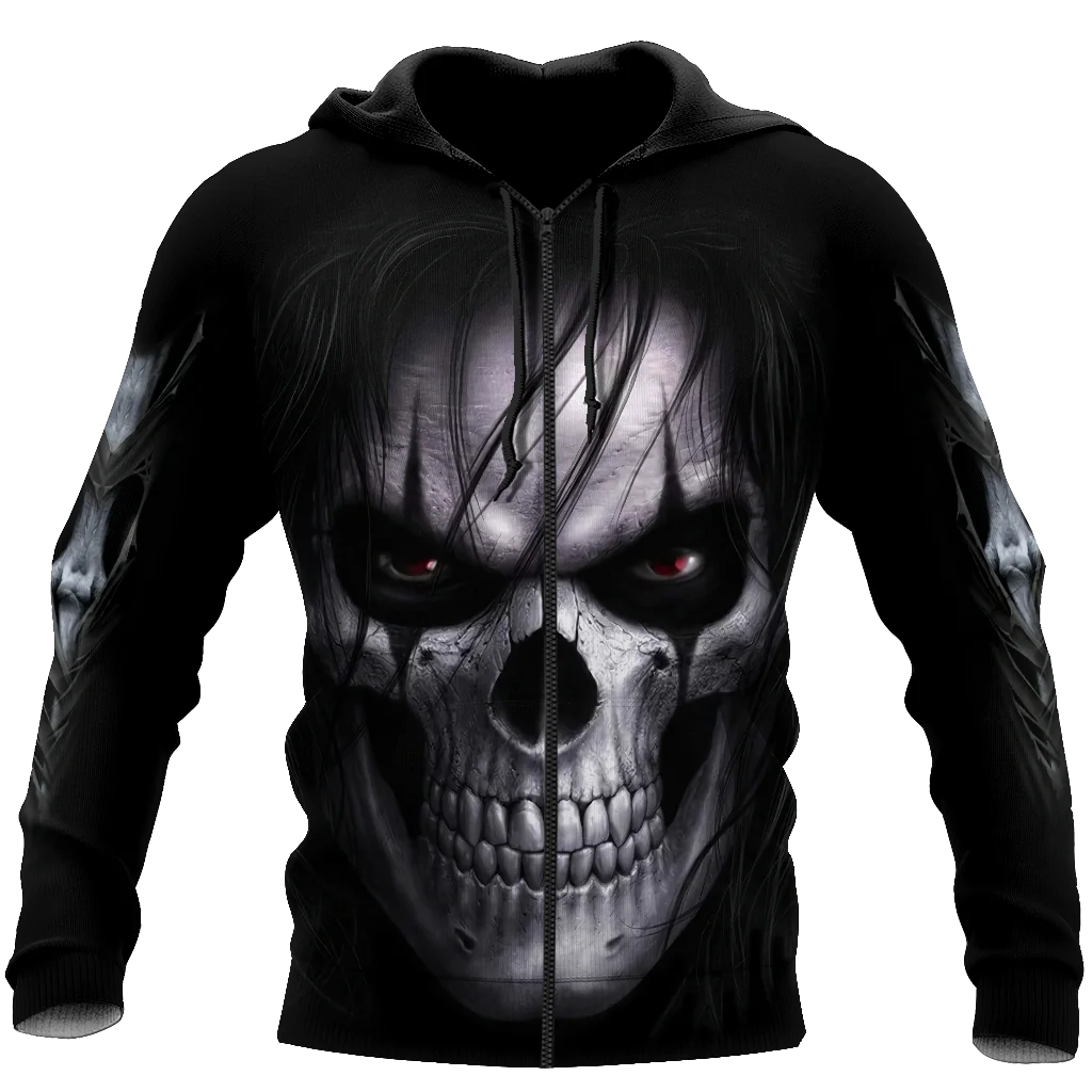 

Beautiful skull tattoo 3D full body print unisex luxury hoodie men sweatshirt zipper pullover casual jacket sportswear 80