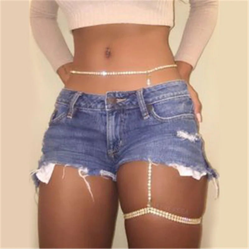 

Sexy Multi-layer Rhinestones Waist Thigh Leg Chain For Women Harness New Personality Accessories Female Party Body Belly Jewelry
