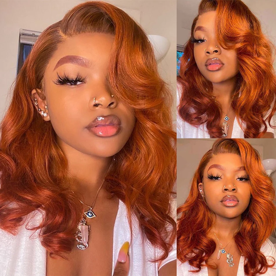 

Парик для женщин Ginger Lace Front Wig, 13x4, волнистые фронтальные парики на сетке, предварительно выщипанные волосы для женщин, парик из человеческих волос оранжевого цвета, парики на сетке 5x5