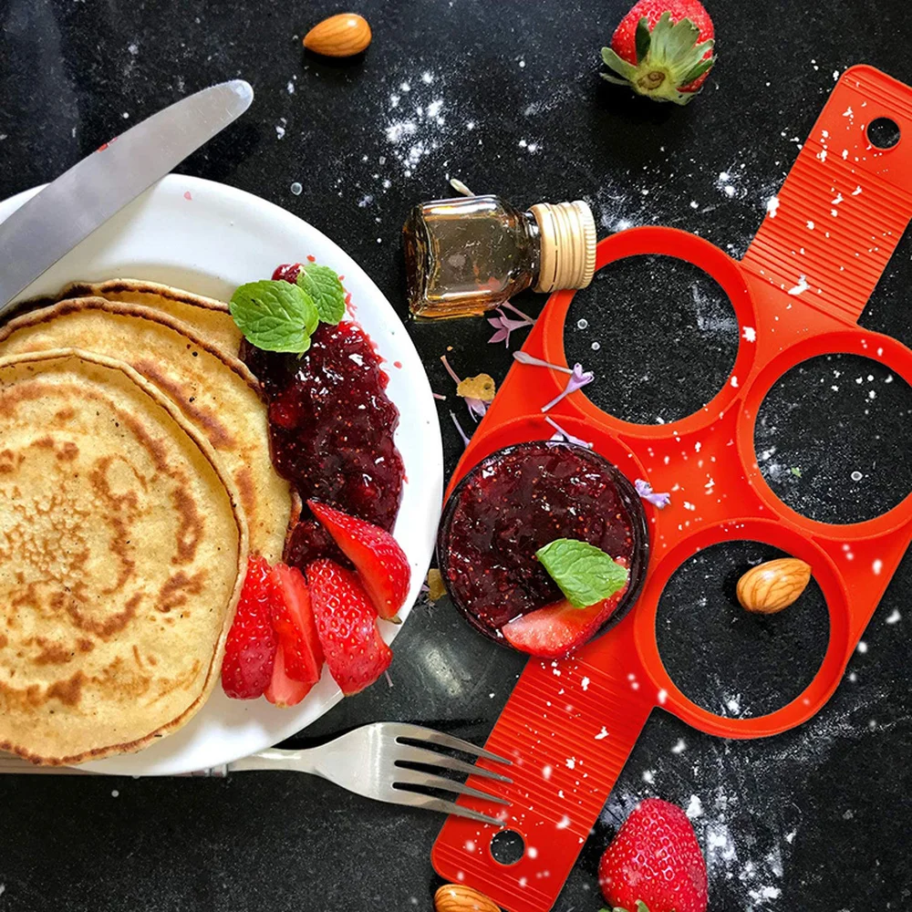 

4 Holes Pancake Maker Multiple Shapes Nonstick Silicone Baking Mold Ring Fried Egg for Family Cooking Novel Kitchen Accessories