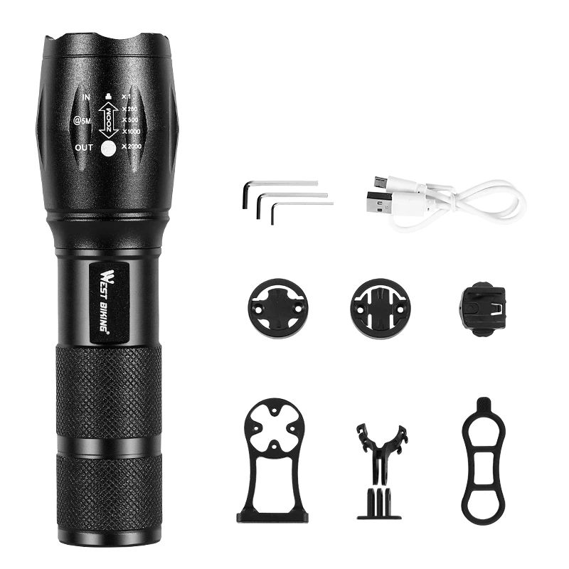 

WEST BIKING Bicycle Light Bicycle USB Rechargeable Light MTB Bike Light Power Bank Flashlight Waterproof Bicycle Headlight
