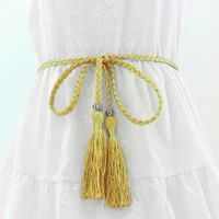 ladies boho style braided tassel belt fashion ladies braided chain waist decorative cord accessories mori tassel knot waist s5q6