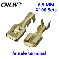 100 pcs 6 3mm crimp terminal automobile connector terminals the female plug terminal copper