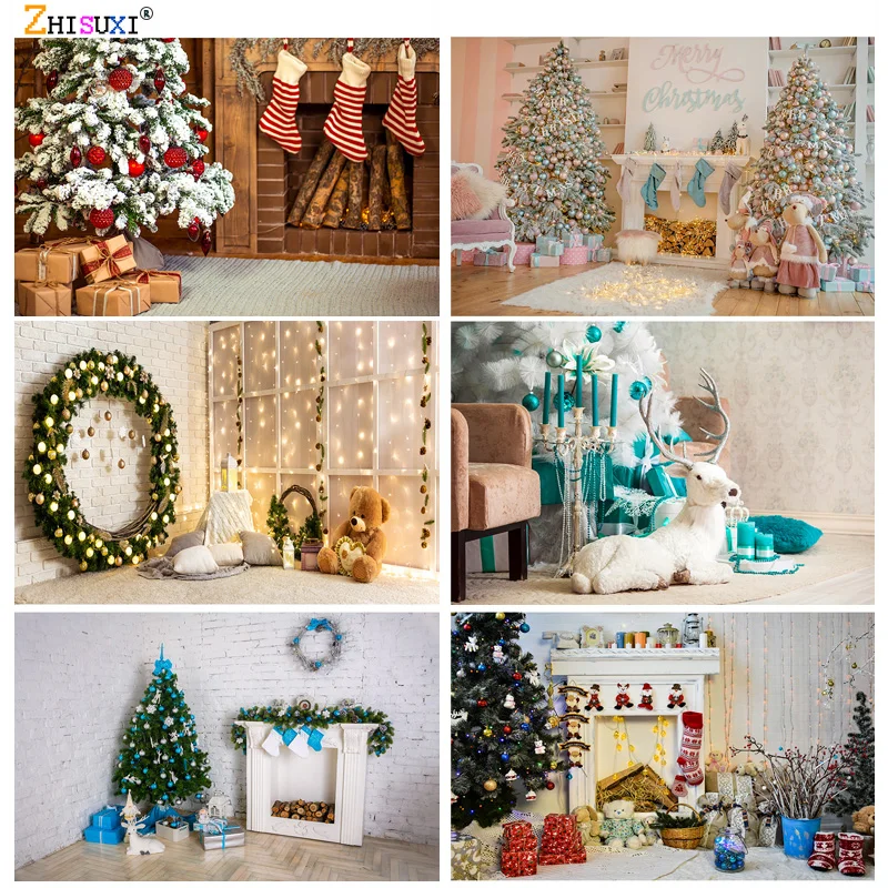 

Christmas Indoor Theme Photography Background Christmas tree Children Portrait Backdrops For Photo Studio Props 21518 HYD-02