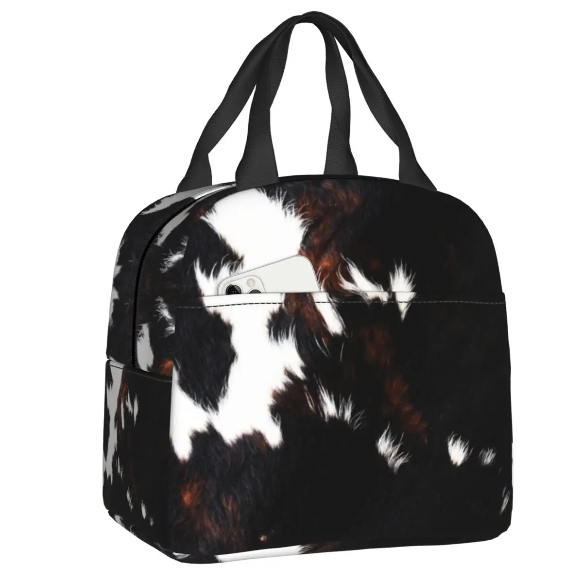 

Роскошные термоизолированные сумки для ланча из воловьей кожи с текстурой крупного рогатого скота, Женский многоразовый контейнер для ланча для школы, многофункциональная коробка для еды