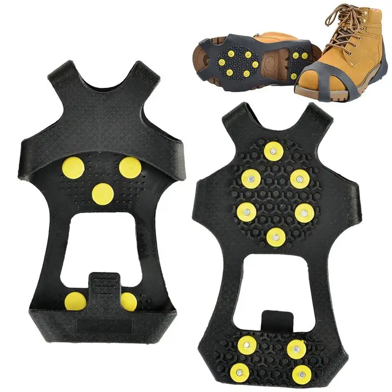 

Shoe Cleats Anti-Skid Snow Shoes Cover 10 Teeth Ice Grippers Traction Cleats Snow Shoe Cleats Grips Crampons For Ski Hiking