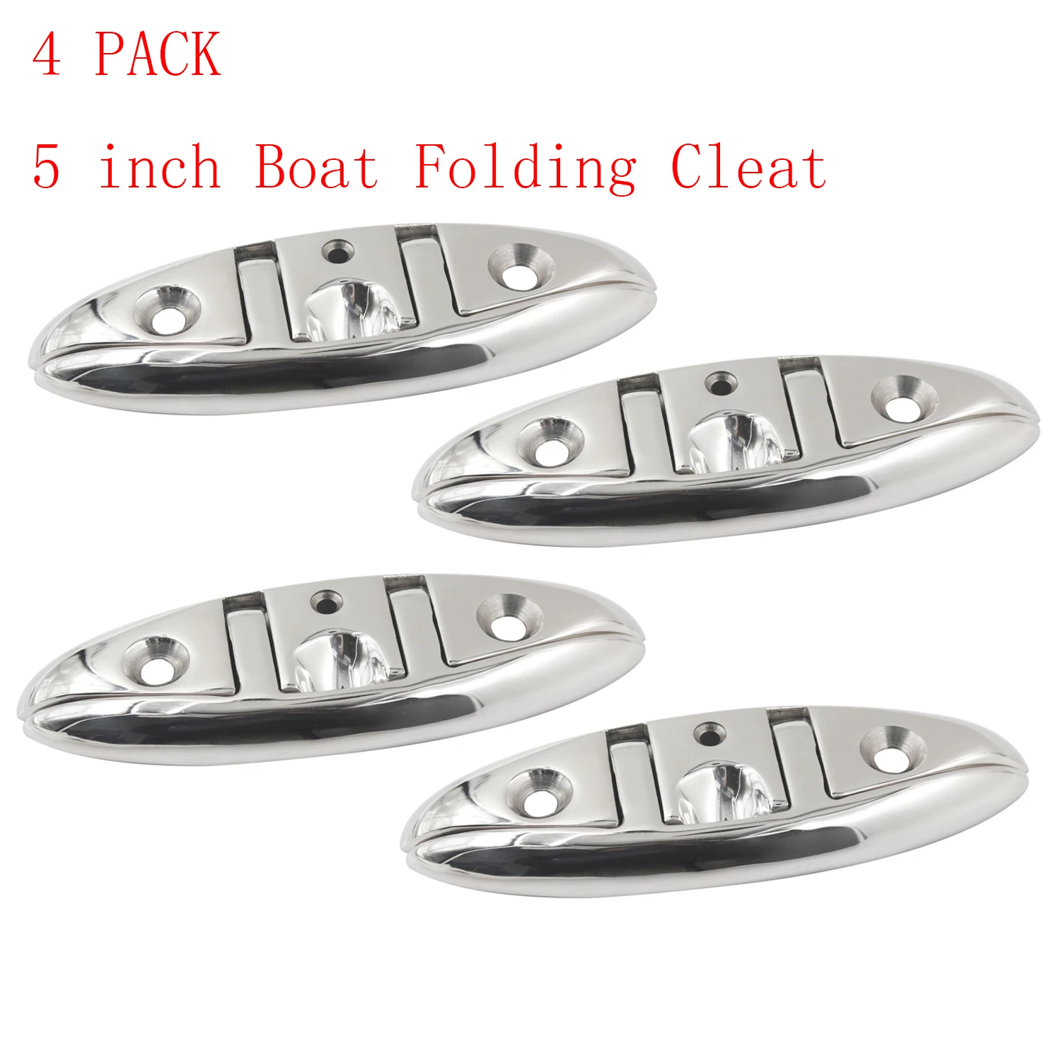 4 Pcs 5 Inch Boat Folding Cleat Deck Flip Up Flush Dock Mount Cleat Marine Stainless Steel 316 Mooring Rope Cleat