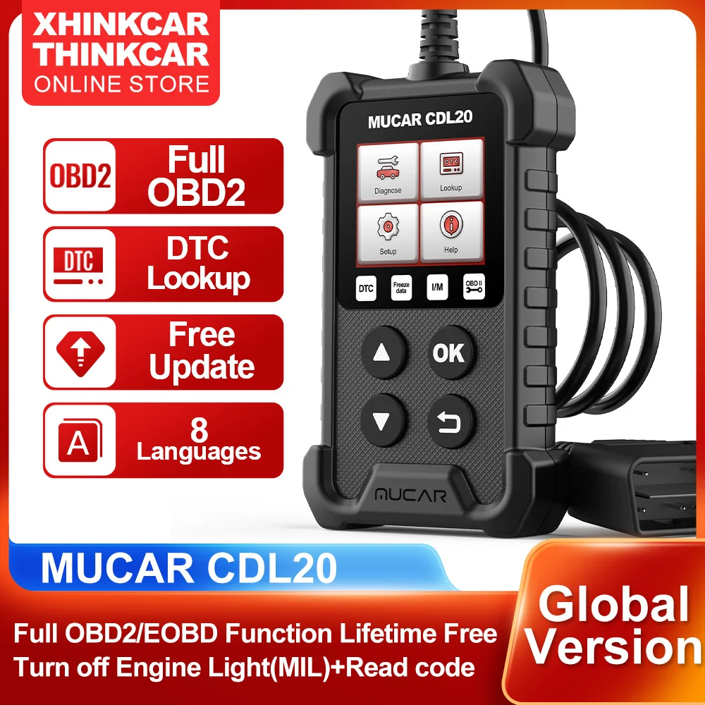 Диагностический сканер Mucar CDL20 Obd2, сканер с системой проверки двигателя, автоматическое сканирование, считывание кода ошибки, бессрочный Бесплатный считыватель кода